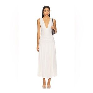 Haydee Maxi Dress in White Polka Dot